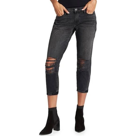 NWT FRAME Jeans Le Garcon Crop Boyfriend Jeans Black Size 28 - Picture 1 of 5